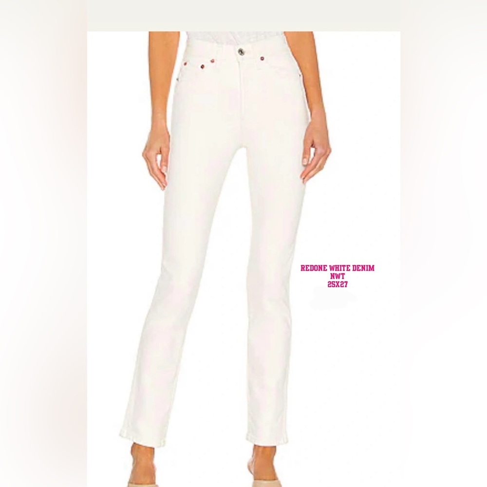 Re/Done White Ankle Cropped Jeans